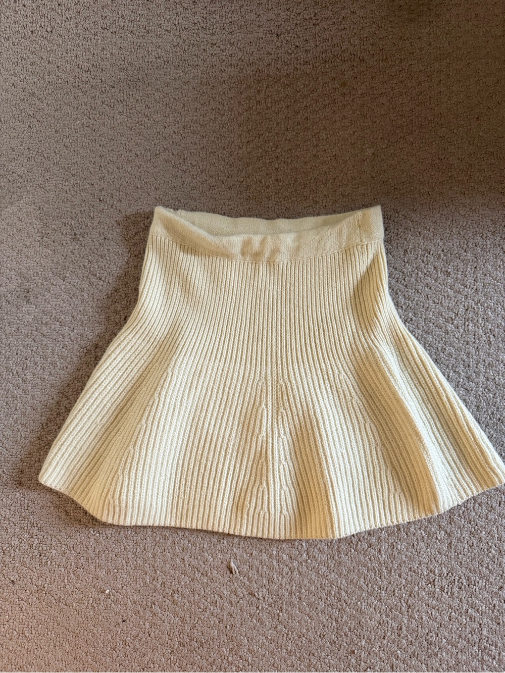 Zara Cream Ribbed Flared Mini Skirt